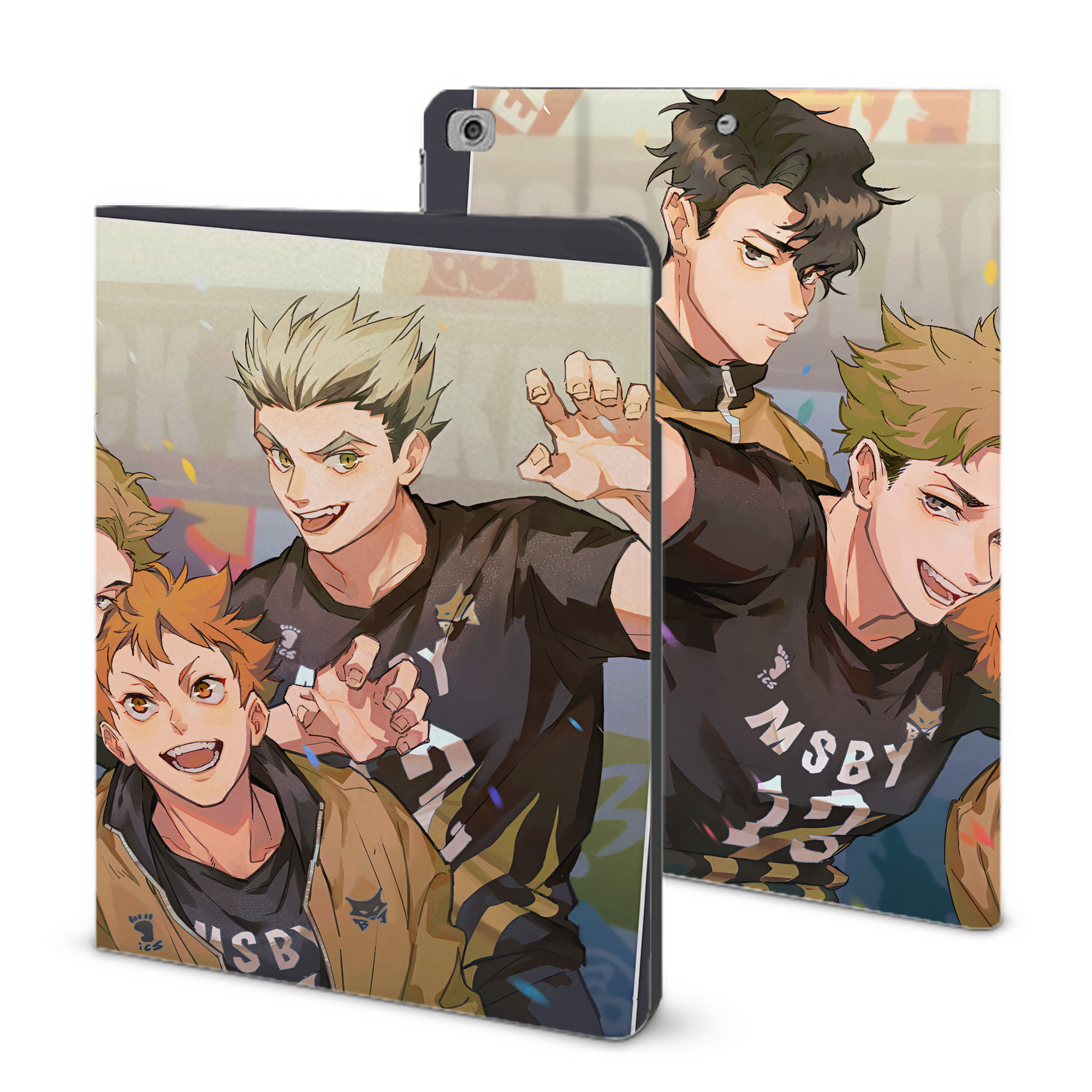 （画像用） ハイキュー!! Haikyu!! IPad ケース ブック型 PUレザー TPU 耐衝撃 軽量 薄型 ペン収納なし 全面保護 IPad 各モデル対応